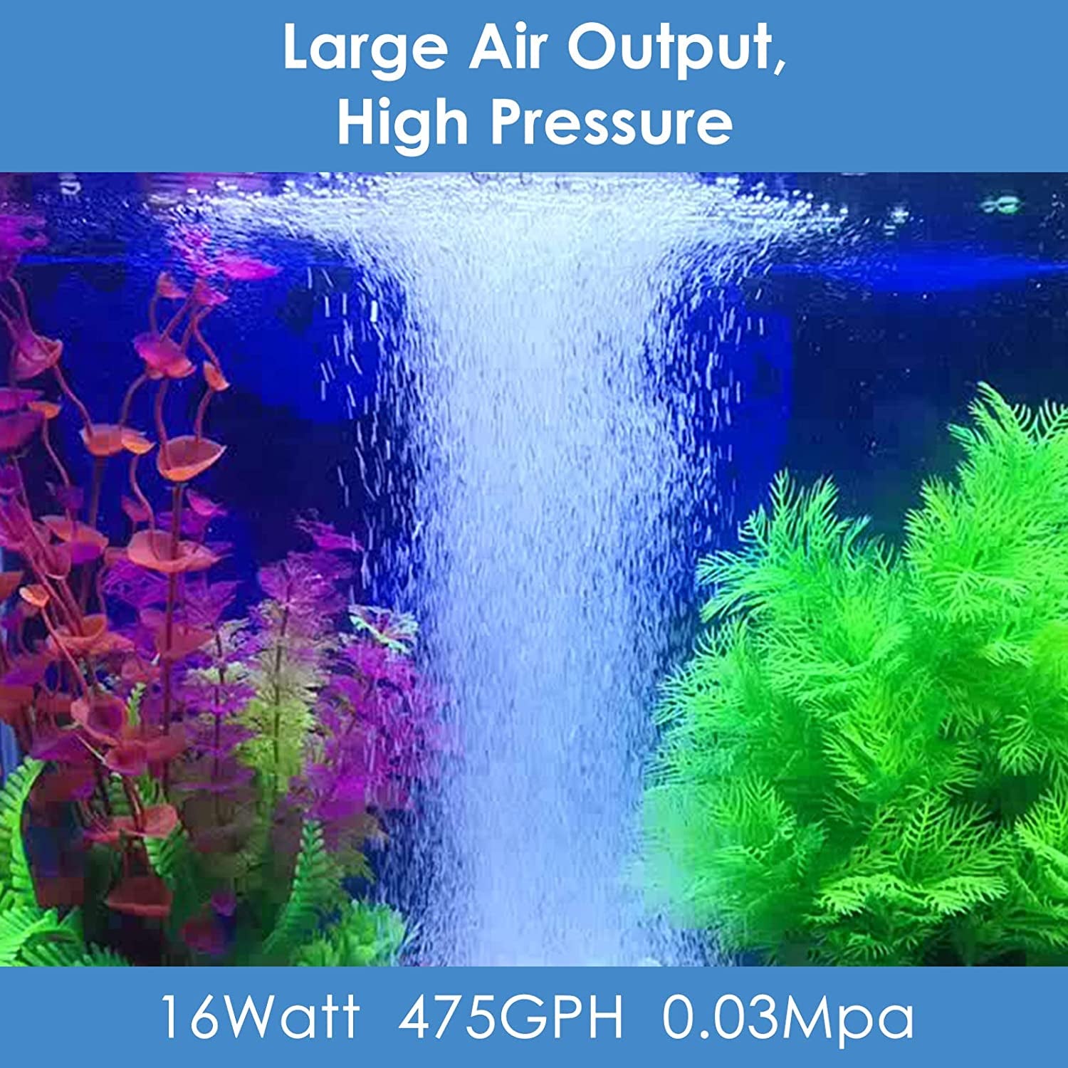 Aquamiracle Quiet Aquarium Air Pump 317/475GPH 0.025/0.03Mpa 8/16W High Pressure Air Pump Commercial Air Pump Pond Aerator Bubbler Hydroponics Air Pump Oxygen Pump for up to 800/1200 Gallon Water  AquaMiracle   