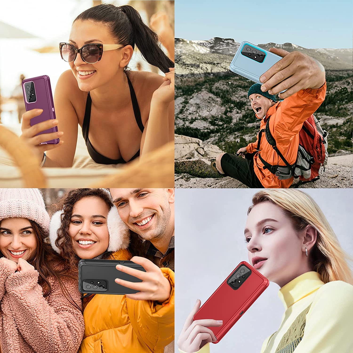 ONOLA Galaxy A53 5G Case: Winered Pink, Tempered Glass + HD Screen Protector (2 Pack)  ONOLA   