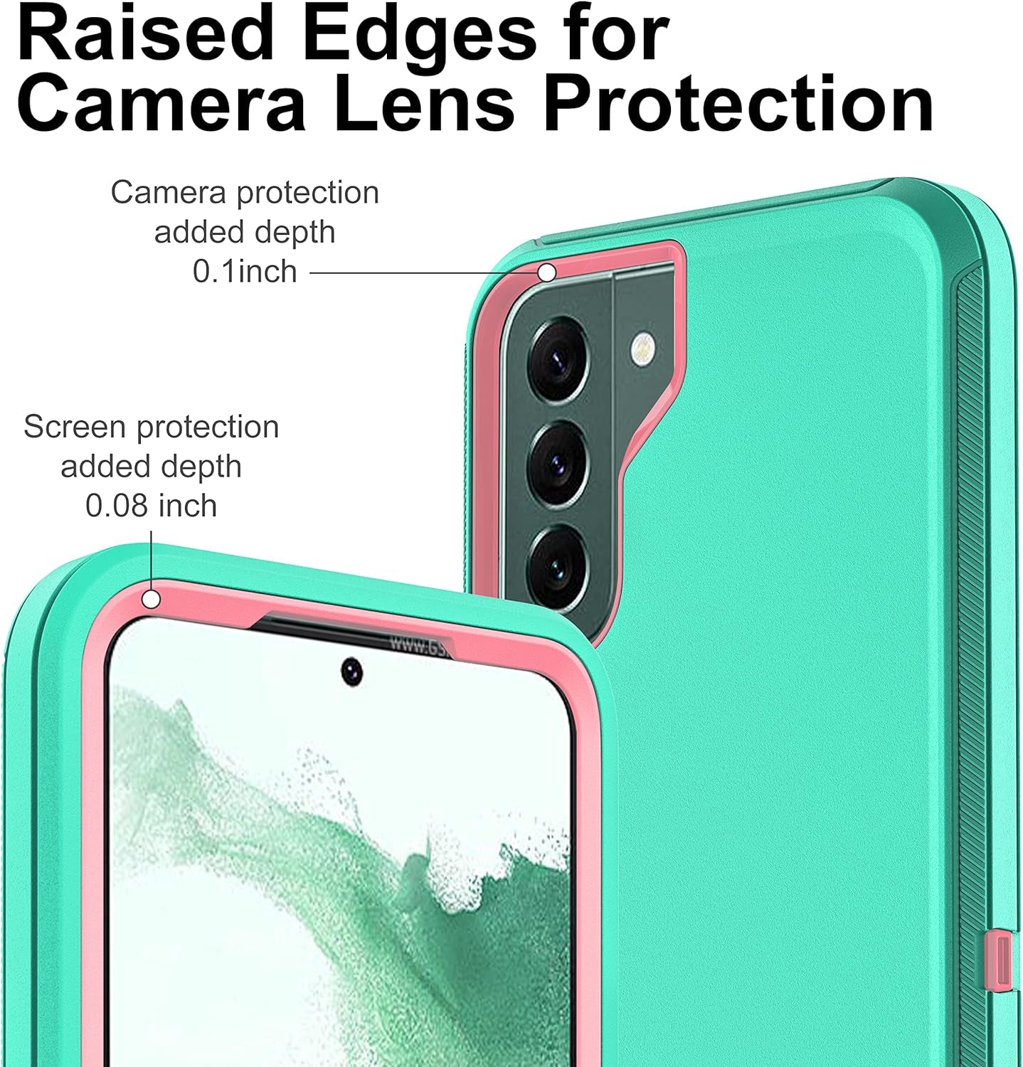 HONG-AMY for S22 plus Case, Samsung Galaxy S22 plus Case with Self Healing Flexible TPU Screen Protector [2 Pack], Full Body Shockproof Heavy Duty Case for Galaxy S22 plus 5G (Aqua Blue/Rose Pink)  HONG-AMY   