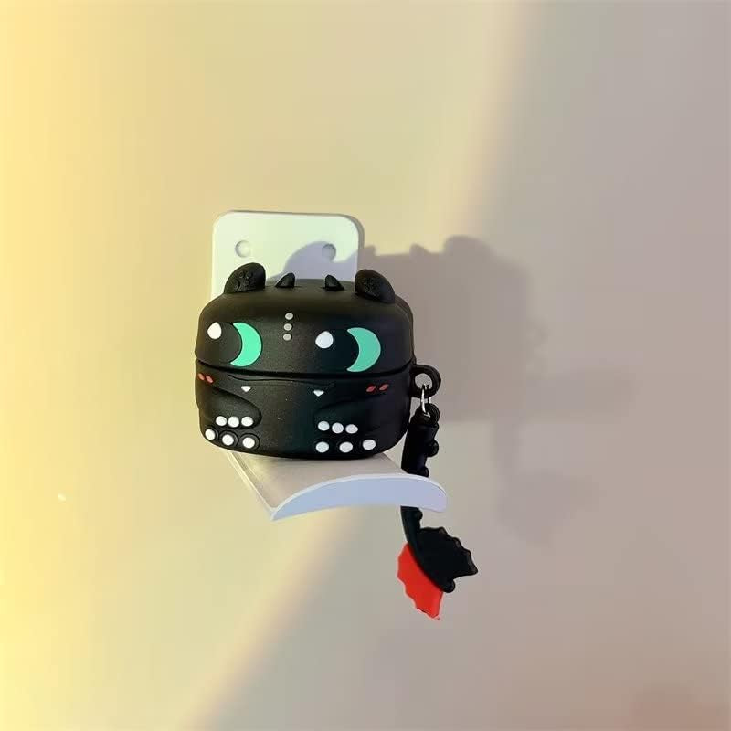 Case for Samsung Galaxy Buds2 Pro & Buds Live(2020)/Buds Pro(2021)/Buds 2 (2022) Charging Box,Cute Cartoons Kawaii Anime Fashion Animal Desig Protective Cover with Keychain (Black)  Angelcityus   