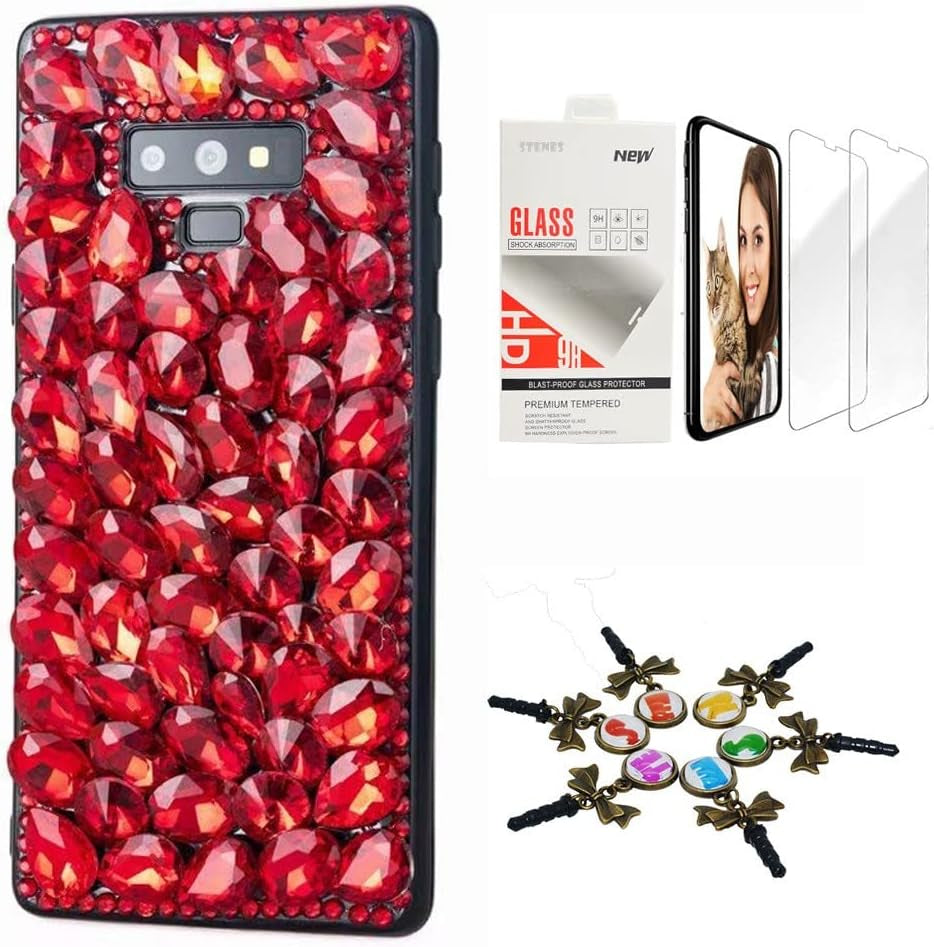 STENES Bling Case Compatible with LG V40 Thinq - Stylish - 3D Handmade [Sparkle Series] Fox Crown Rhinestone Design Cover with Screen Protector [2 Pack] - White  STENES Luxury Rhinestone / Red Design For Lg Velvet 5G Case 