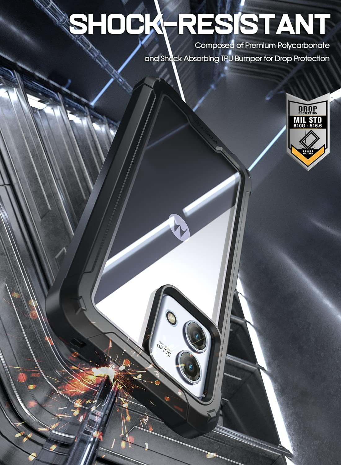 Poetic Guardian Case for Motorola Moto G Stylus 4G 2023 6.5 Inch [Not Fit 5G Version], [20 FT Mil-Grade Drop Tested], Full-Body Hybrid Shockproof Cover with Built-In Screen Protector, Black/Clear  Poetic   