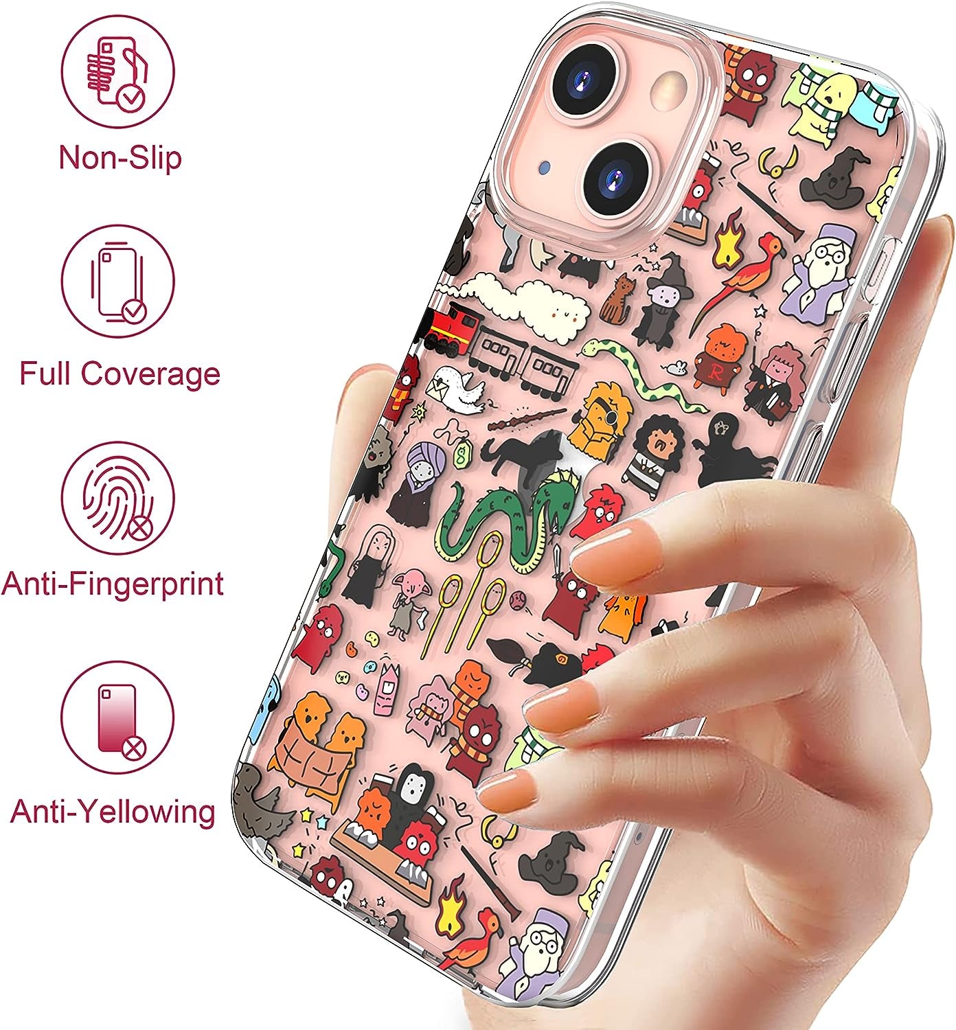 ZQWY Designed for Iphone 13 Case 6.1 Inch, with Tempered Glass Screen Protector + Camera Lens Protector Clear with Design Protective Aesthetic Women Girl Phone Cover (Harry Potter)  ZQWY   