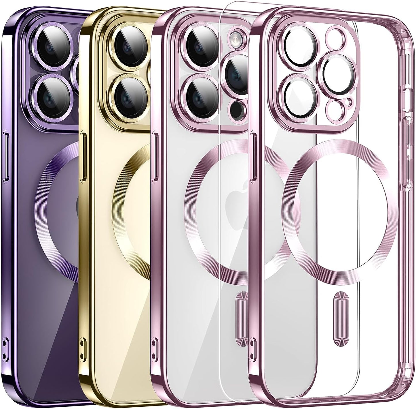 Magnetic Clear for Iphone 14 Pro Max Case with Magsafe [Integrated Camera Glass] Women Phone Case [Original Iphone Exterior] Silicone Cover Slim Thin [Non-Yellowing] Anti-Fingerprint Scratch Men  DOSNTO E-Pink Iphone 14 Pro Max 6.7 Inch 