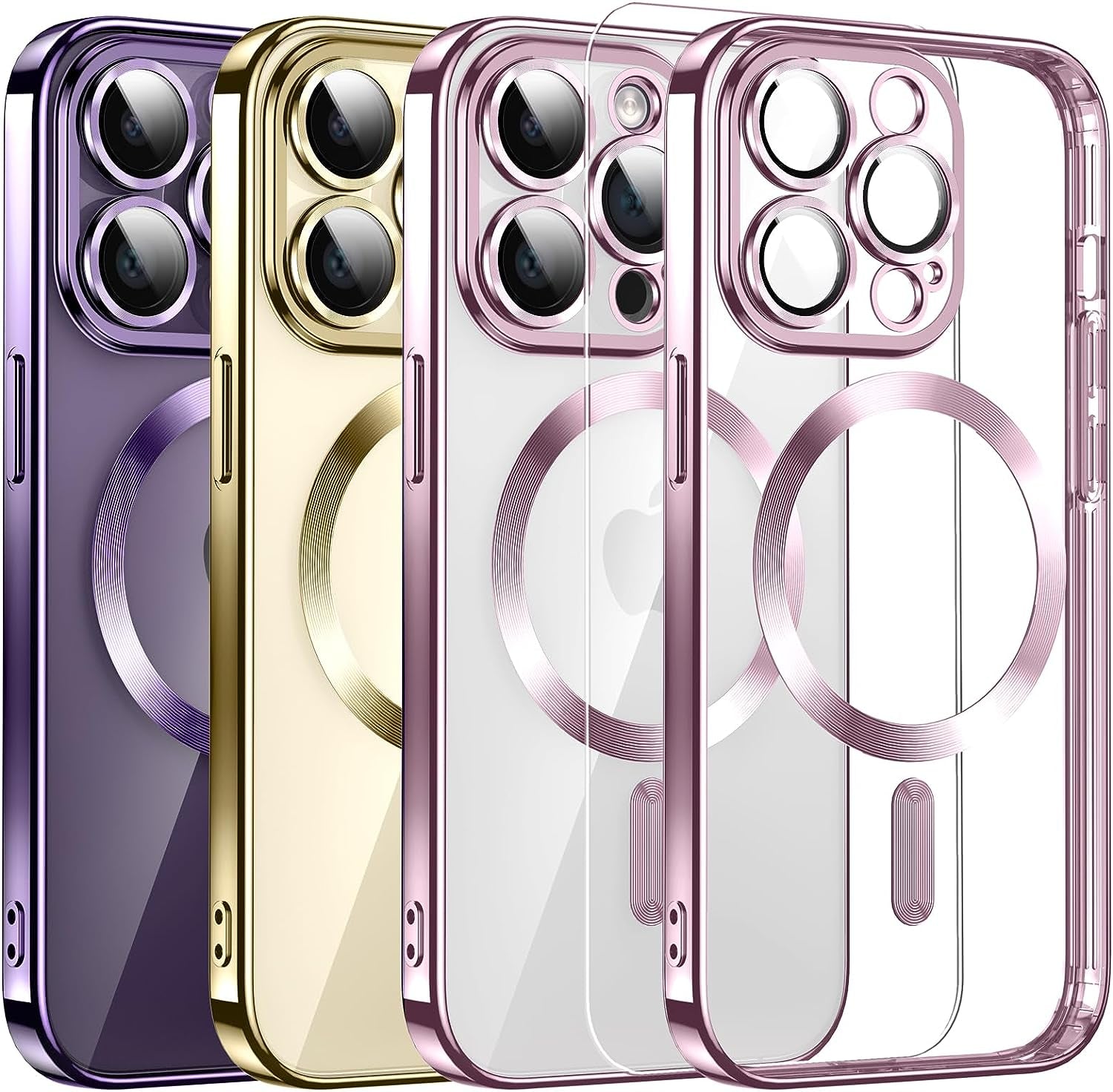 Magnetic Clear for Iphone 14 Pro Max Case with Magsafe [Integrated Camera Glass] Women Phone Case [Original Iphone Exterior] Silicone Cover Slim Thin [Non-Yellowing] Anti-Fingerprint Scratch Men  DOSNTO E-Pink Iphone 14 Pro Max 6.7 Inch 