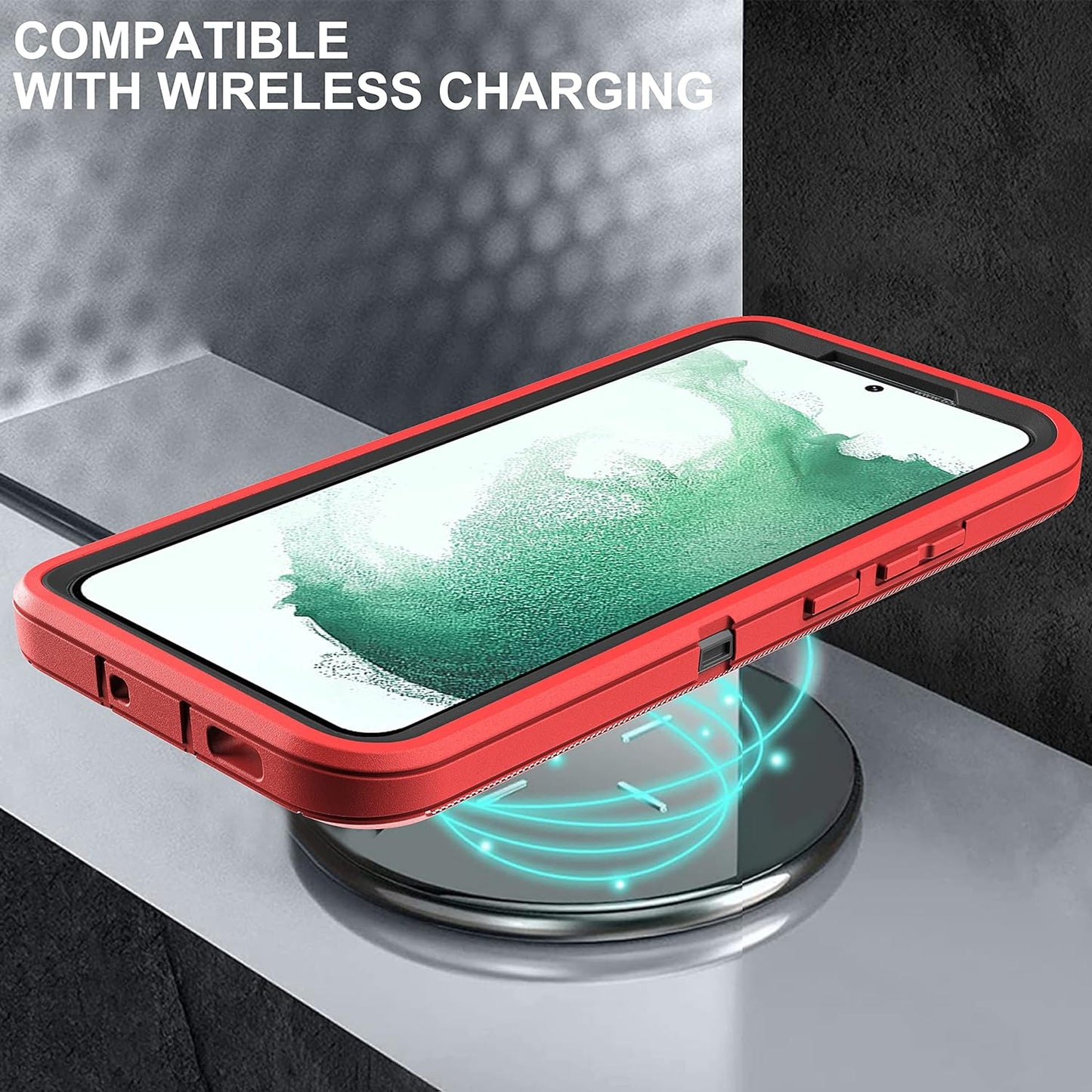 HONG-AMY for S22 plus Case, Samsung Galaxy S22 plus Case with Self Healing Flexible TPU Screen Protector [2 Pack], 3 in 1 Full Body Shockproof Heavy Duty Case for Galaxy S22 plus 5G (Red/Black)  HONG-AMY   