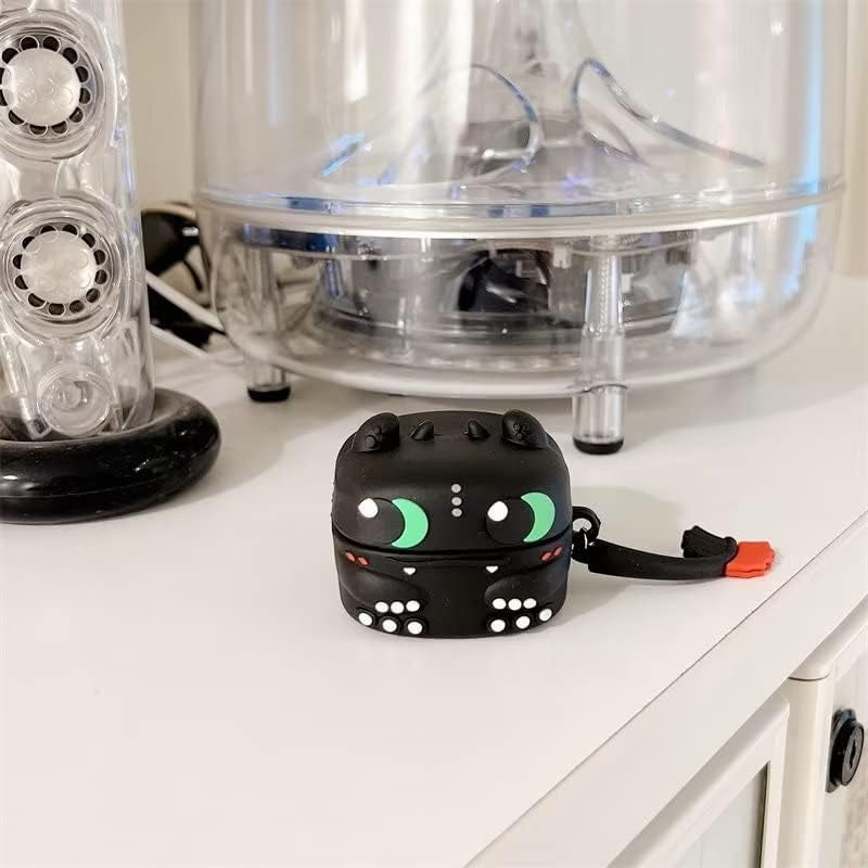 Case for Samsung Galaxy Buds2 Pro & Buds Live(2020)/Buds Pro(2021)/Buds 2 (2022) Charging Box,Cute Cartoons Kawaii Anime Fashion Animal Desig Protective Cover with Keychain (Black)  Angelcityus   