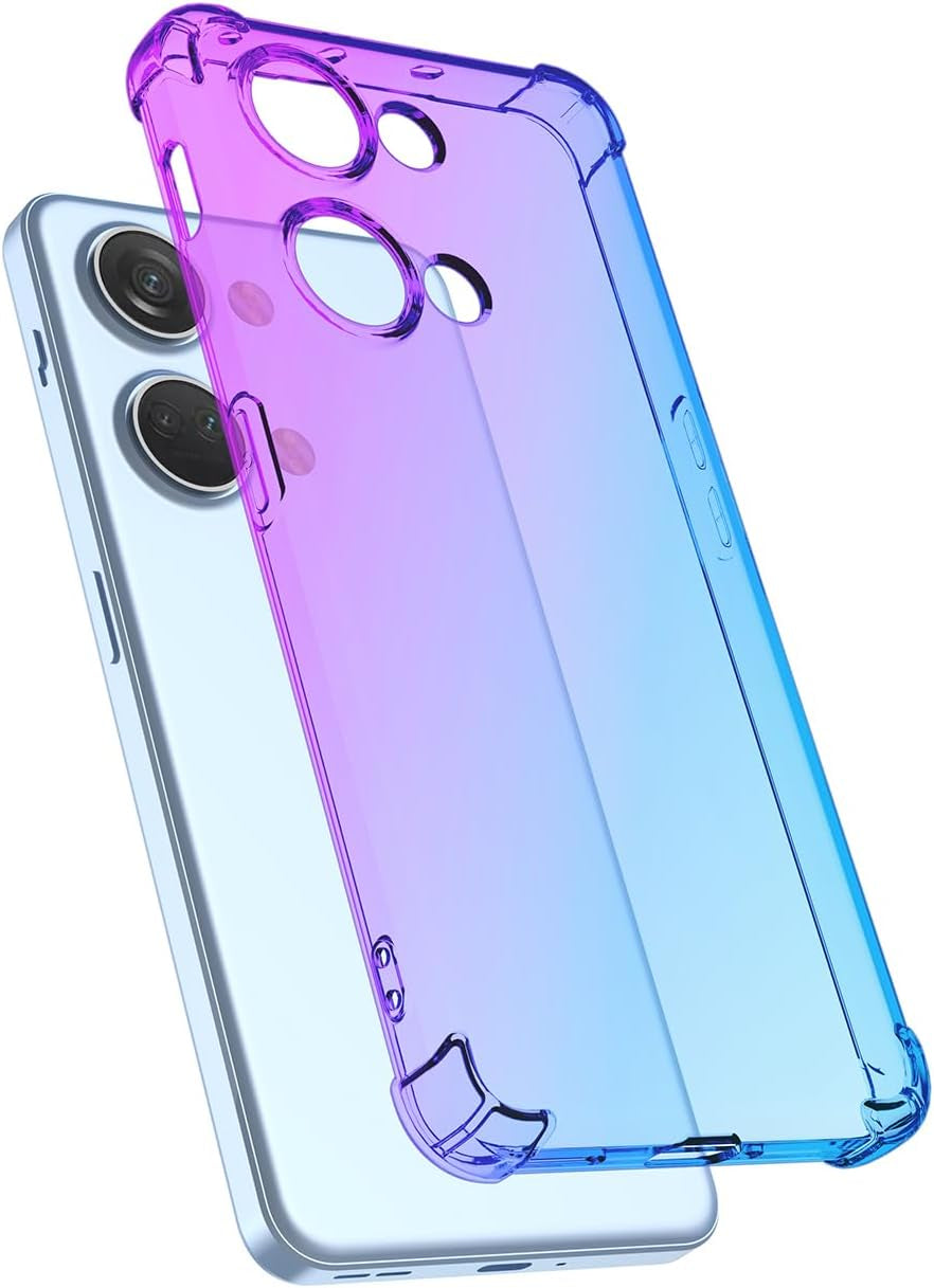 DFTCVBN Phone Case for Oneplus Nord CE 2 Lite 5G Case, CPH2381 Case with HD Screen Protector, Crystal Rainbow Gradient Slim Clear Phone Cover TPU Protective Case for Oneplus Ce 2 Lite 5G Purple/Blue  DFTCVBN   