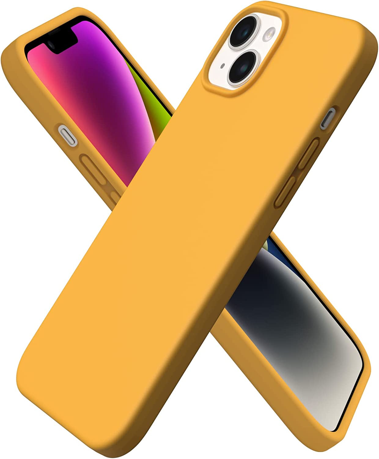 ORNARTO Compatible with Iphone 14 plus Case 6.7, Slim Liquid Silicone 3 Layers Full Covered Soft Gel Rubber Case Protective Cover 6.7 Inch-Baby Yellow  ORNARTO Sunflower Yellow  