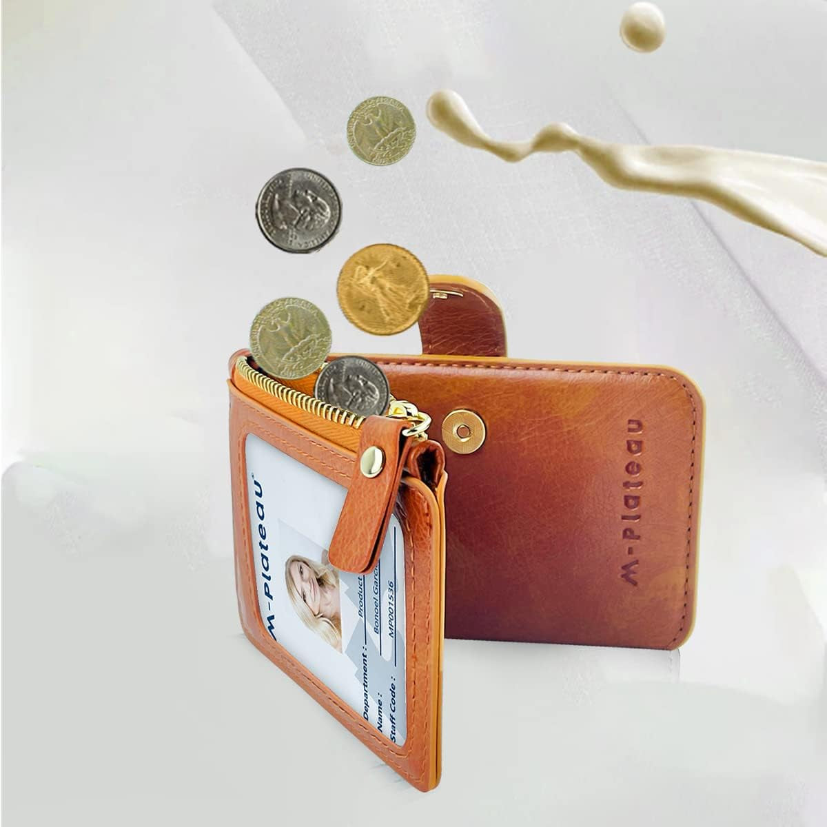 M-Plateau Phone Wallet Vegan Leather Magnetic Button Wallet for Men Have 6 Id Window Designed for Iphone 13 Pro Max,Google Pixel, Galaxy Attachment 3M Adhesive Sticker (Brown)  M-Plateau   