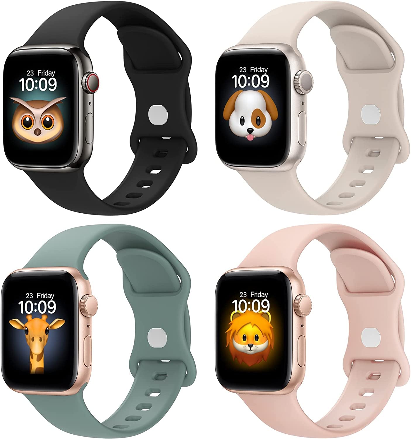 BRG 4 Pack Bands for Apple Watch Band Series Ultra SE 8 7 6 5 4 3 2 1 40Mm 38Mm 44Mm 42Mm 45Mm 41Mm 49Mm, Women and Men Sport Apple Watch Bands, Soft Silicone Strap Replacement for Iwatch Bands  BRG   