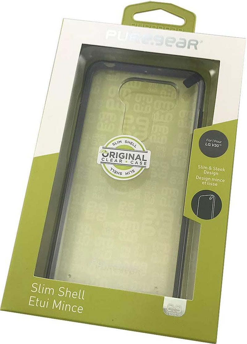 Bundle - 2 Items: Puregear [Black/Clear] Slimshell Hard Transparent Case Cover and Impactshield Full-Size Display Guard Screen Protector for LG V30/V30 Plus/V30+/V30S/V35 Thinq  Generic   