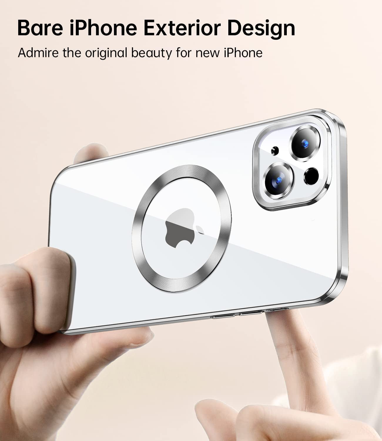 JUESHITUO Magnetic Matallic Glossy Clear for Iphone 14 Case with Full Camera Cover Protection [No.1 Strong N52 Magnets] [Military Grade Drop Protection] for Women Girls Phone Case (6.1")-Silver  JUESHITUO   