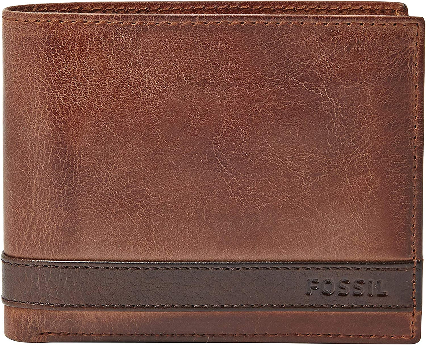 Fossil Men'S Leather Bifold Wallet with Coin Pocket  Fossil Quinn Brown  
