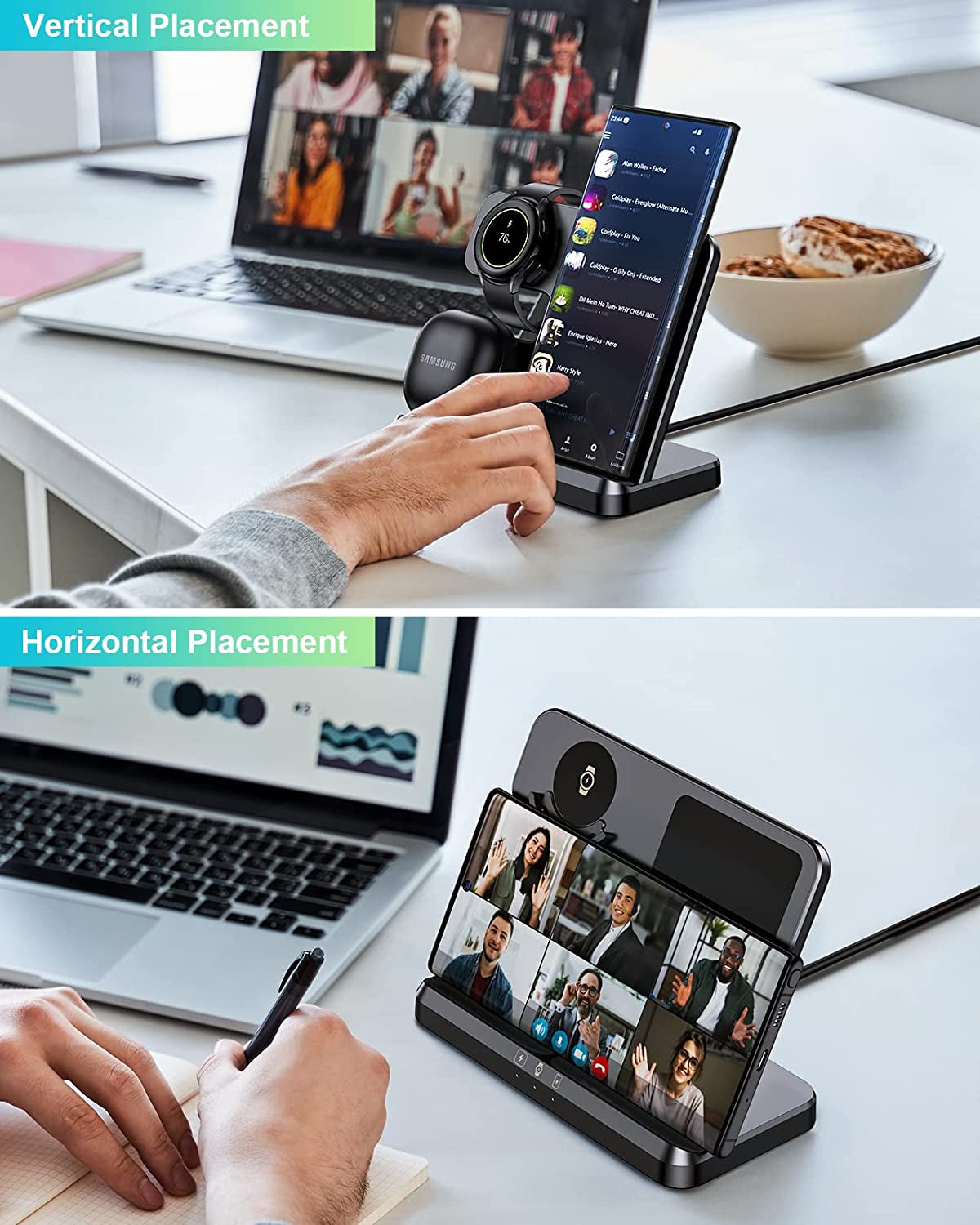 𝟮𝟬𝟮𝟯 𝗡𝗲𝘄 ZUBARR Wireless Charging Station for Samsung and Android Multiple Devices 3 in 1 Fast Charger Dock Stand for Phone Galaxy Z Flip 4/3 Z Fold S23 S22 S20 Ultra, Galaxy Watch 5/4/3, Buds  Guanyu(Dongguan) Intelligent Technology Co.,Ltd   