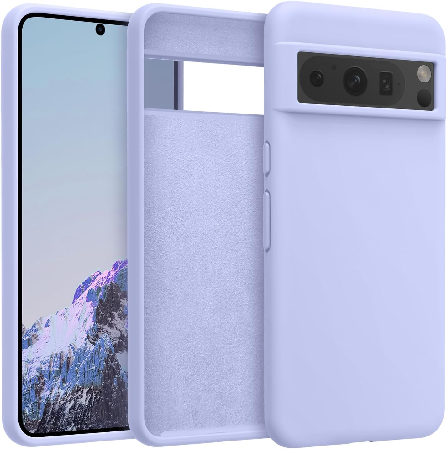 OTOFLY Designed for Pixel 8 Pro Case, Silicone Shockproof Slim Thin Phone Case for Google Pixel 8 Pro 6.7 Inch (Apricot)  OTOFLY Direct Light Purple  