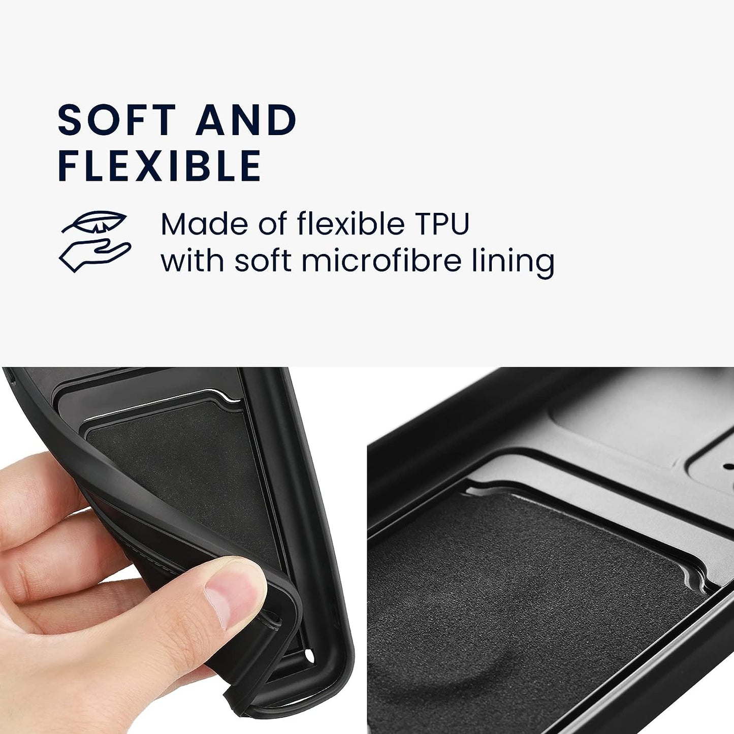 Kwmobile Plastic Case Compatible with Xiaomi Redmi 12C - Case with Metal Stand Card Slot Finger Holder - Black  KW-Commerce   