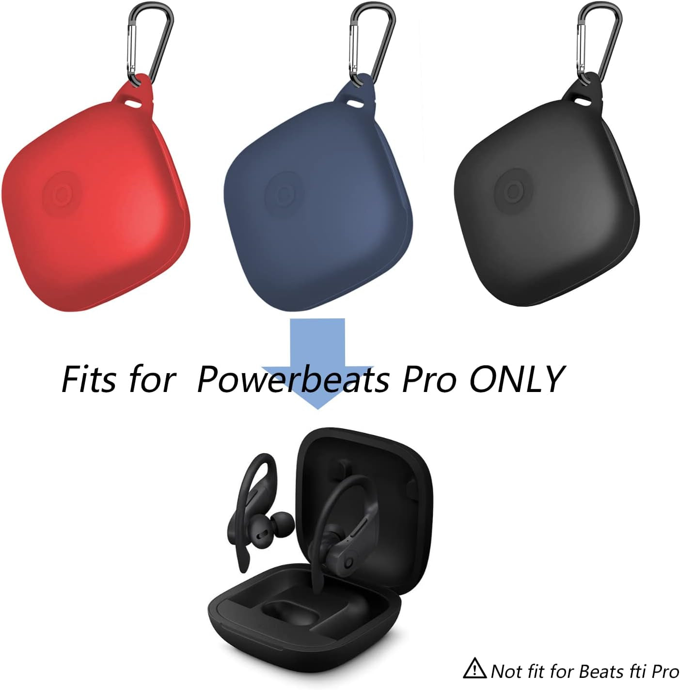 Anti Lost Carrying Protective Silicone Replacement Case for Beats Powerbeats Pro 2019 Full Body Protection Shockproof Powerbeats Charging Case Skin and Cover with Carabiner Red  REEYEAR   