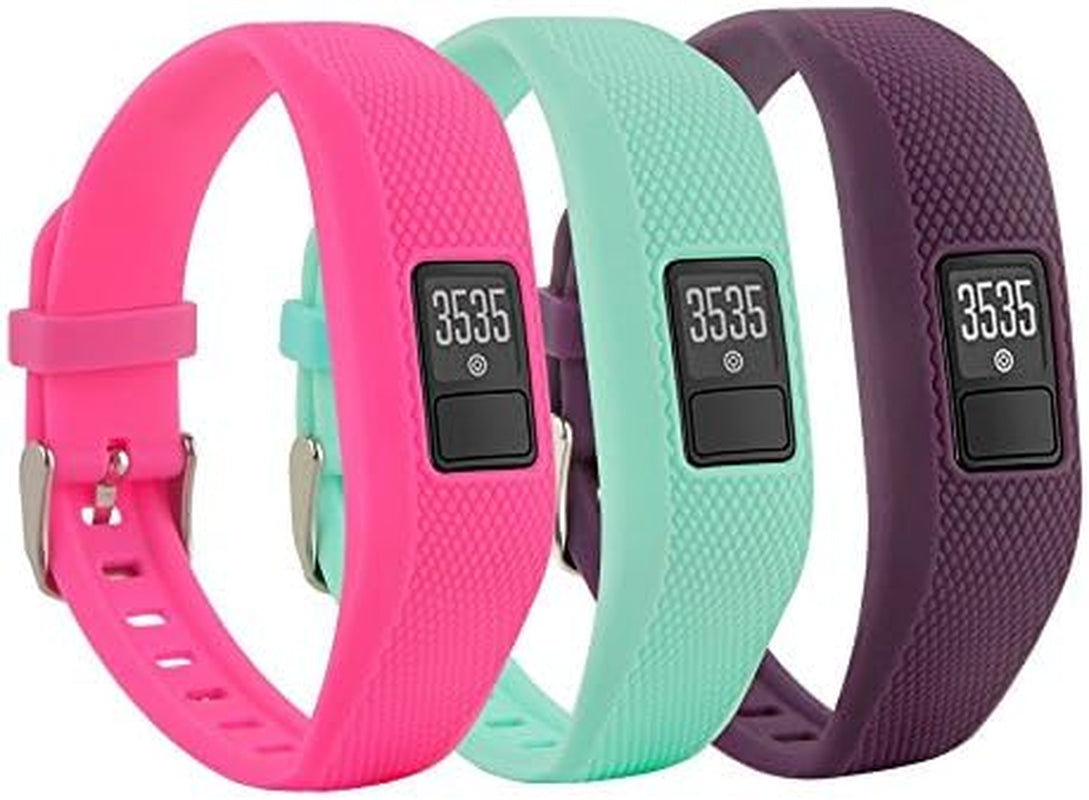 Ybludiy Compatible with Garmin Vivofit 3/Jr/Jr 2 Bands,Adjustable Replacement Wristbands with Watch Buckle for Garmin Vivofit 3 Kids Women Men(No Tracker)  Ybludiy Solid color-Rose red/Teal/Purple  