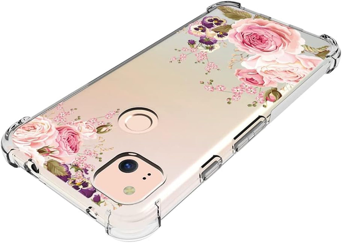 Yerebel Case for Google Pixel 4A (Not Fit Pixel 4A 5G) G025J, GA02099 Cute Case, Clear Flexible Bumper TPU Soft Rubber Silicone Cover Phone Case for Google Pixel 4A (Roseflower)  Yerebel   
