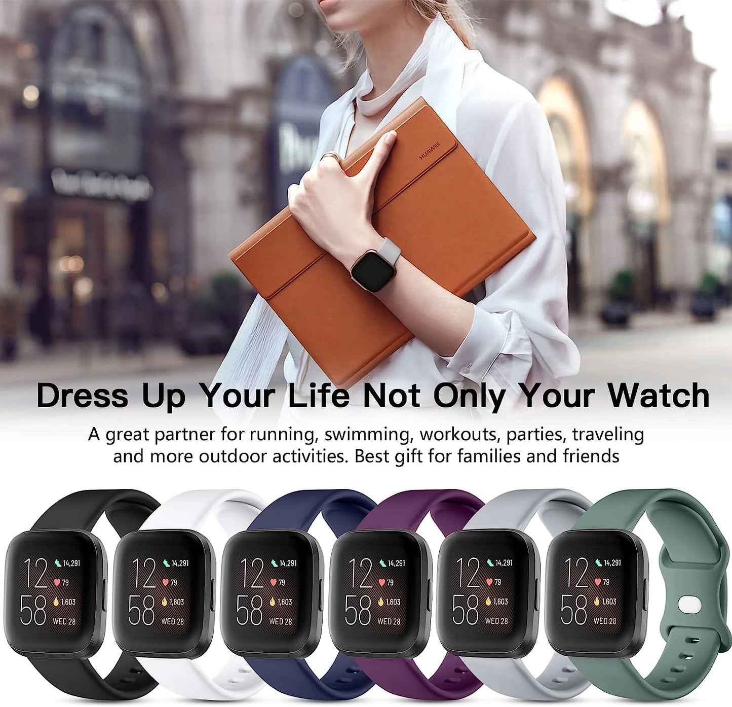 Witzon 6 Pack Bands Compatible with Fitbit Versa 2 Bands for Women Men, Compatible with Fitbit Versa Lite/Versa, Soft Silicone Replacement Wristbands Sport Band for Versa 2 Smart Watch (Small, A)  Witzon   