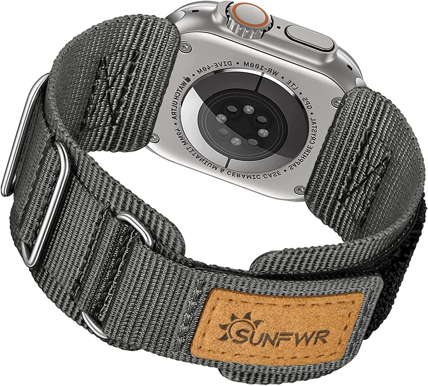 SUNFWR Compatible with Apple Watch Band 42Mm 44Mm 45Mm 49Mm 38Mm 40Mm 41Mm, Rugged Replacement Velcro Strap with Three Buckle Loop Design Tough Nylon Band for Iwatch Ultra Series 8/7/6/5/4/3/2/1/SE  SUNFWR Gray 38mm 40mm 41mm 