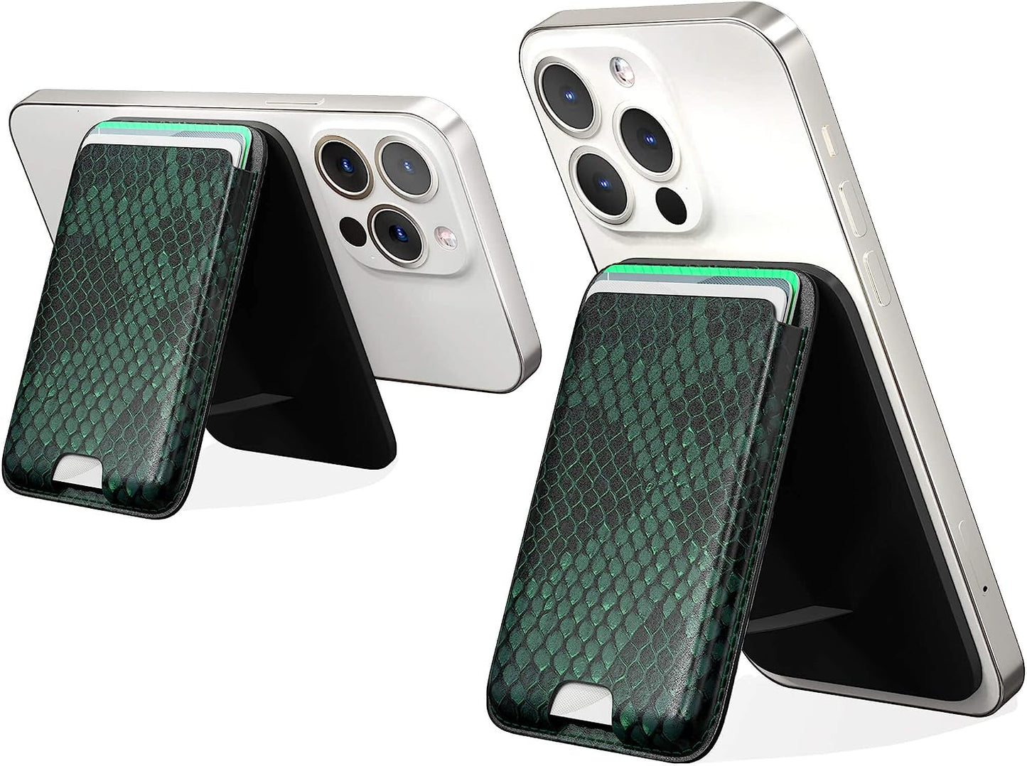 Magnetic Wallet Card Holder with Magsafe Compatible for Iphone 14/14 Plus/14 Pro/14 Pro Max, Iphone 13 Pro Max/13 Pro/13/13 Mini, Iphone 12/12 Pro/12 Pro Max, RFID Card Holder Wallet, Deep Purple  Doter Snake-Stand  