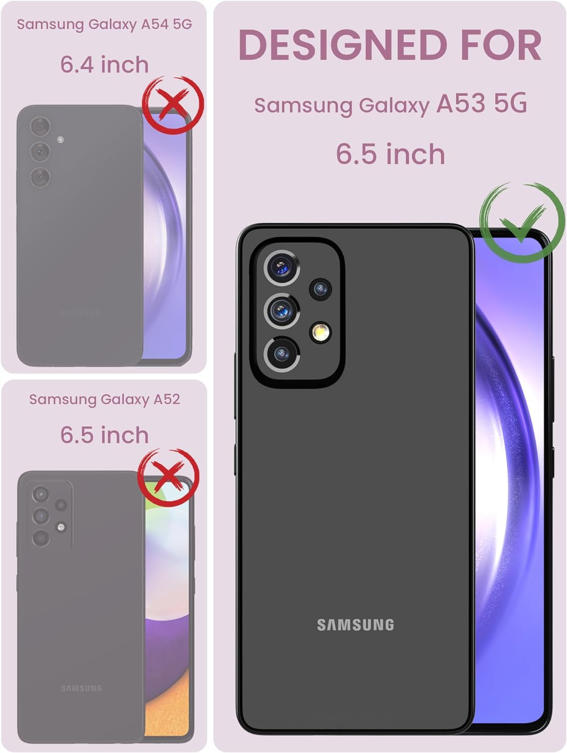 Dretal for Samsung A53 5G Case, Galaxy A53 5G Case + Tempered Glass Screen Protector,Military Grade Drop Tested Hard Back & Soft Edge Slim Flower Women Girls Protective Cover for A53 5G (Purple)  Dretal   