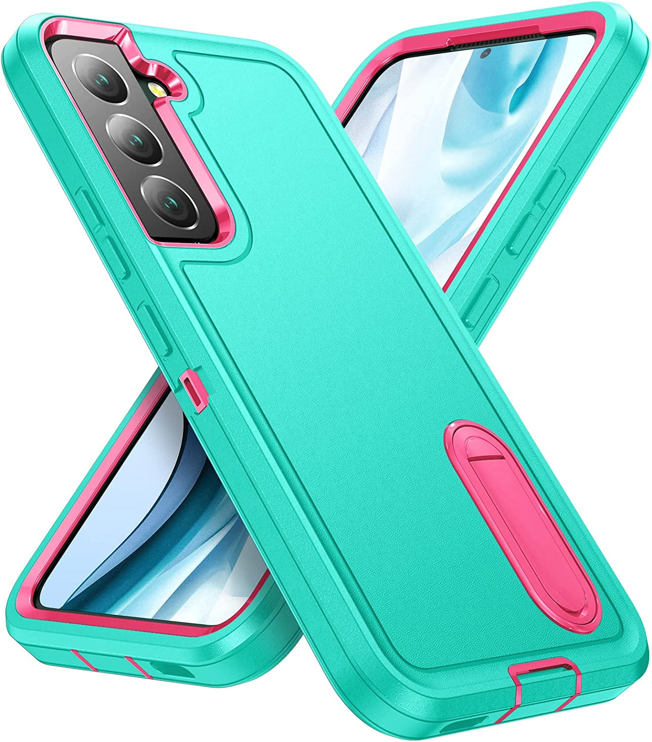 Idweel Galaxy S22 plus Case, Purple Pink Galaxy S22 plus Case with Stand for Women Girls,Heavy Duty Protection Shockproof Anti-Scratch Slim Fit Protective Durable Case Hard Cover,Purple/Pink  IDweel Light Blue/Pink  