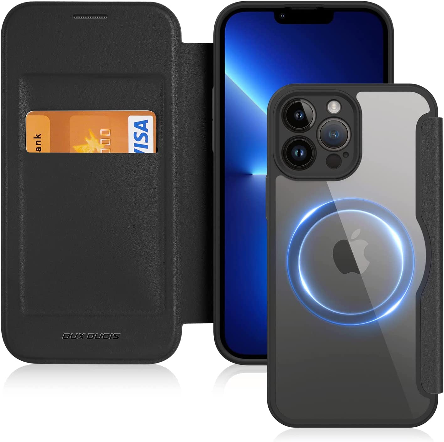 Case for Iphone 14 Pro Max Case Wallet Compatible with Magsafe, Shockproof Full Protective Flip Folio Wallet Case with RFID Blocking Card Slot PU Leather Cover for Iphone 14 Pro Max 6.7"  DUX DUCIS Black iPhone 13 Pro Max 