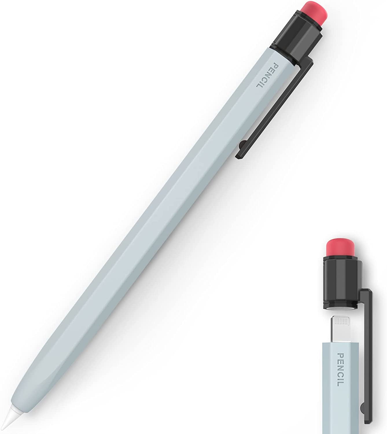 TRONWIN Ipencil Case for Apple Pencil 1St Generation Sleeve Silicone Protective Cover Perfect Grip Skin Classic Design with Sturdy Clip Compatible with Apple Pencil 1St Generation (Yellow)  TRONWIN Light Blue  