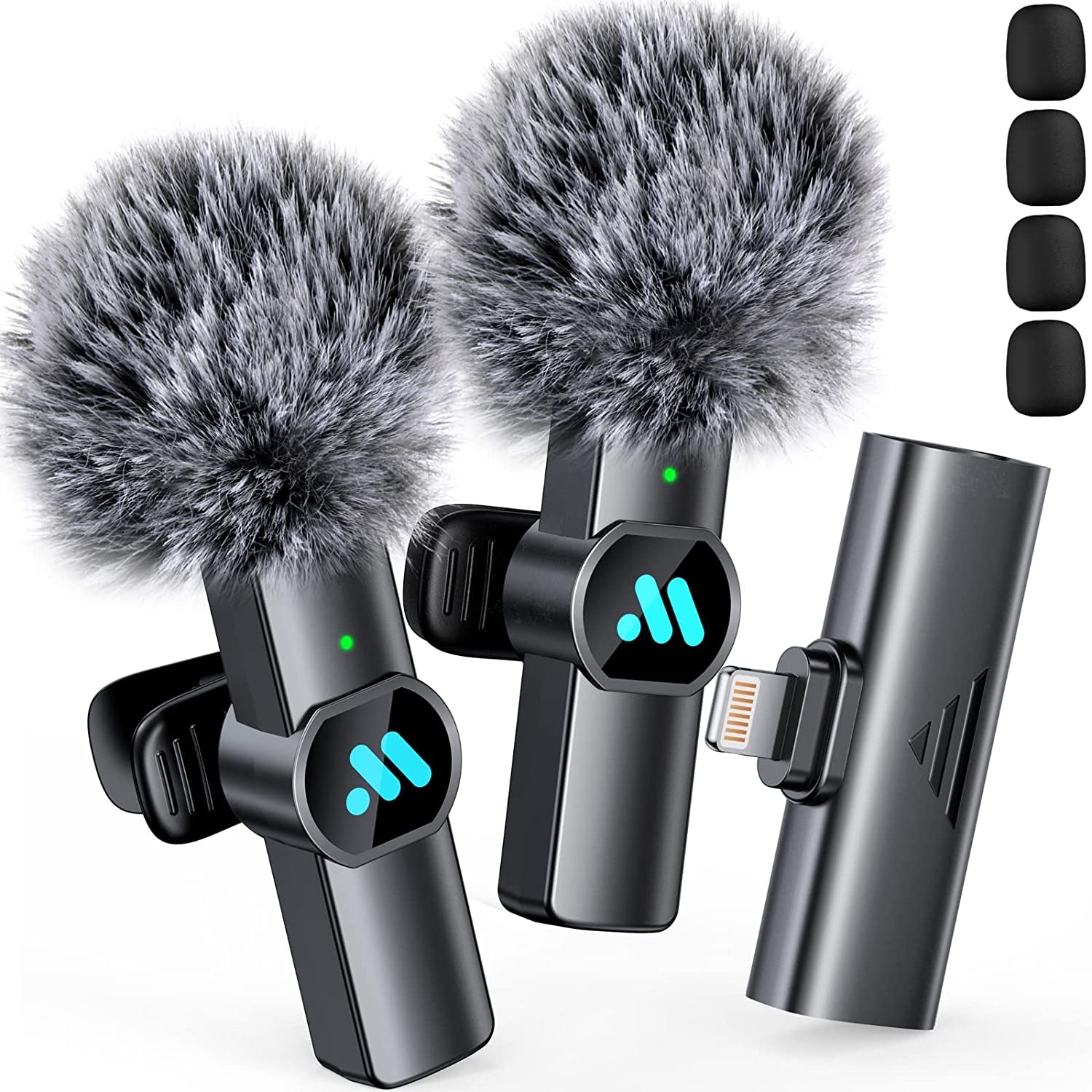 Leettus 2Pcs Lavalier Wireless Microphone for Iphone Ipad, Wireless Microphone for Video Recording, Game Live Streaming, Interviews, Youtube, Tiktok, Vlog  Leettus   