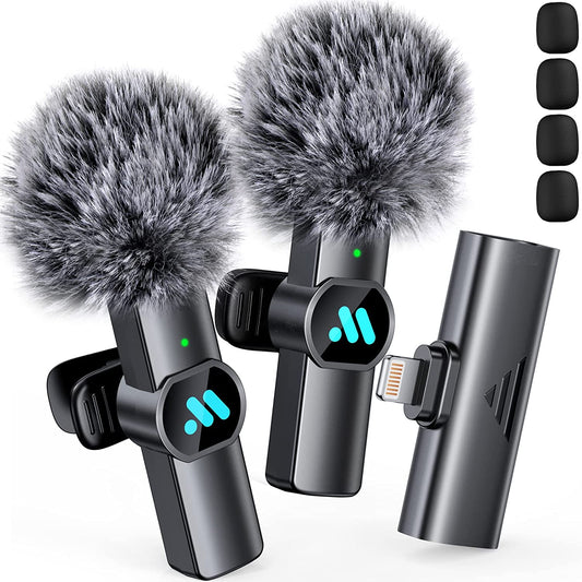 Leettus 2Pcs Lavalier Wireless Microphone for Iphone Ipad, Wireless Microphone for Video Recording, Game Live Streaming, Interviews, Youtube, Tiktok, Vlog  Leettus   