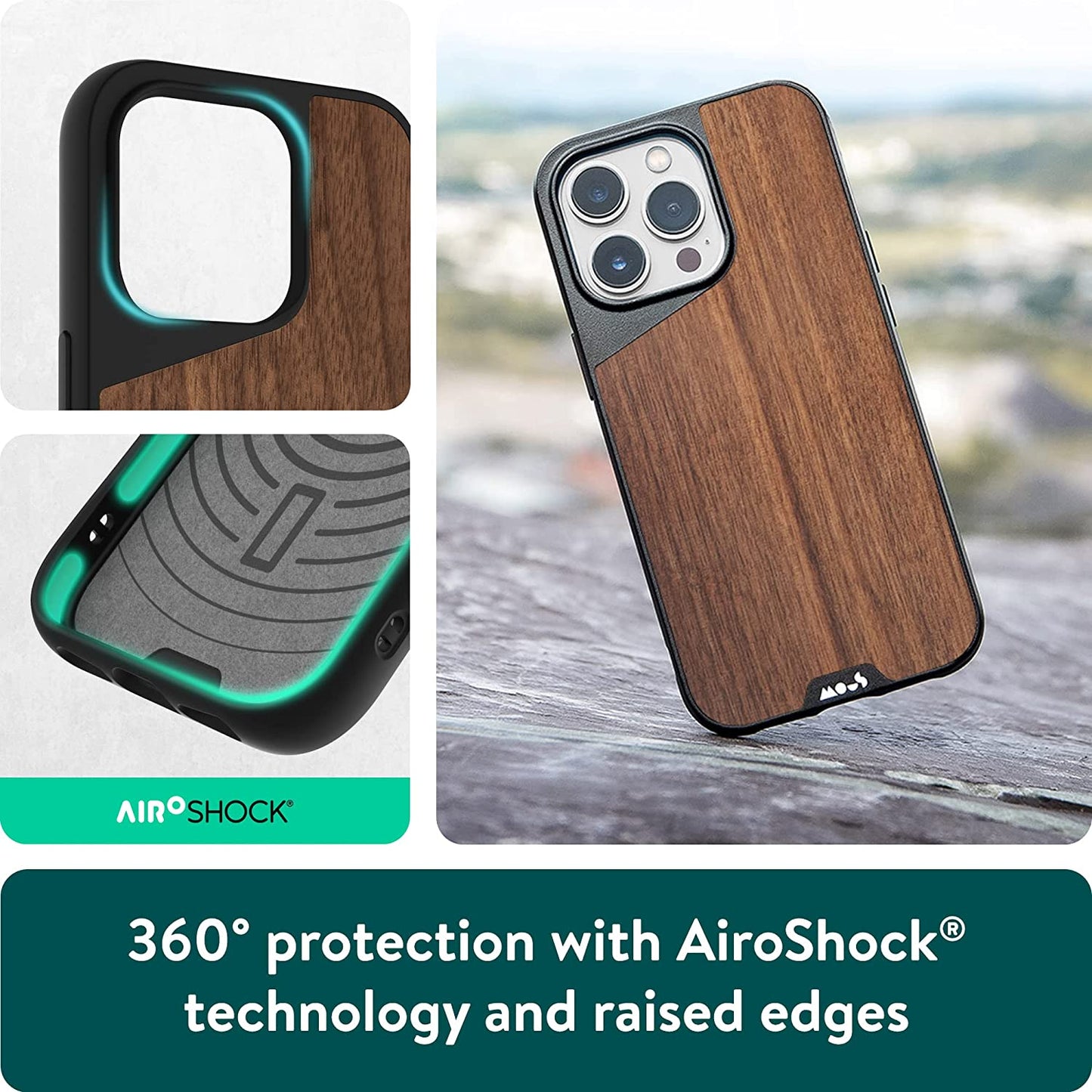 Mous - Protective Case for Iphone 14 Pro - Walnut - Limitless 5.0 - Fully Magsafe Compatible - Real Wood Iphone 14 Pro Case Shockproof  Mous   