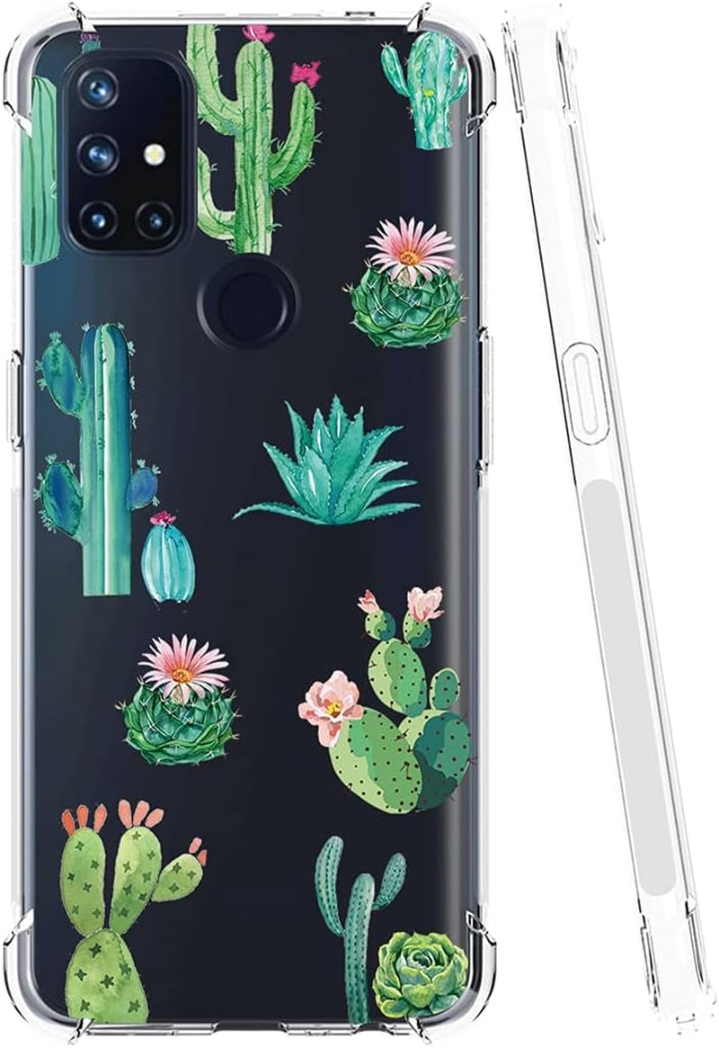 Bohefo Clear Case Compatible with Oneplus Nord N10 5G, Oneplus N10 5G Case for Girls Women, Cute Soft TPU Shockproof Protective Phone Case Cover for Oneplus Nord N10 5G (Cactus)  Bohefo   