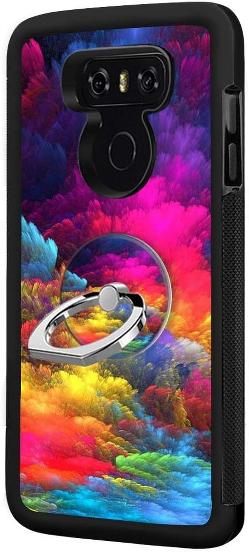 Designed for LG G6 Case,Silicone Slim Shockproof Phone Case with Metal Finger Ring Clasp Suitable for Men and Women, Butterfly  YQCi Color Cloud  