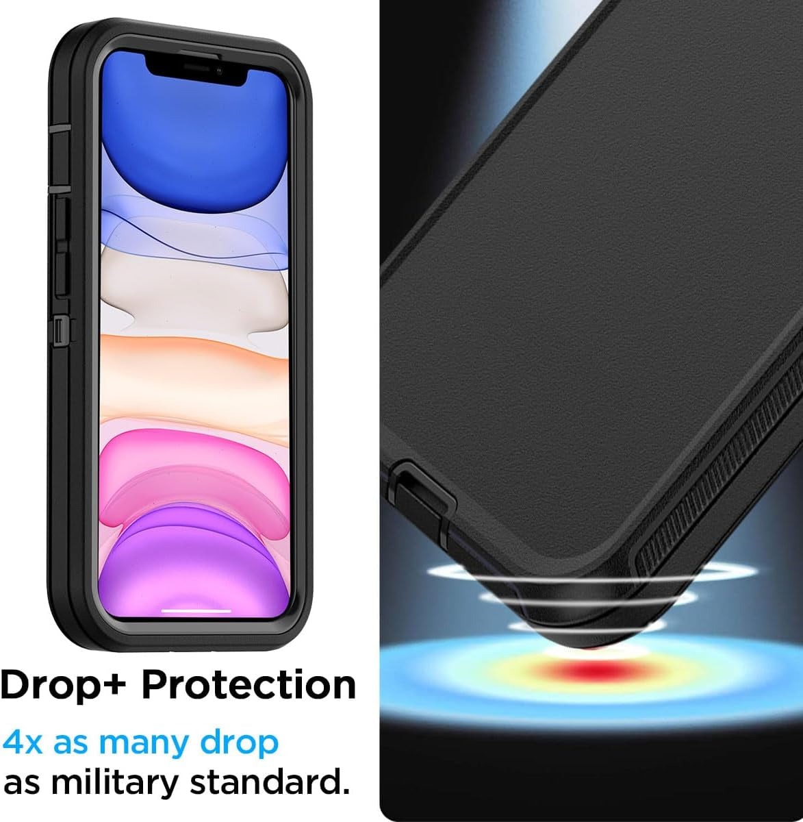 Aicase for Iphone 11 Case with Belt-Clip Holster, Heavy Duty Drop Protection Rugged Shockproof/Drop/Dust Proof 3-Layer Protective Durable Indestructible Phone Cover for Iphone 11, Black  AICase   