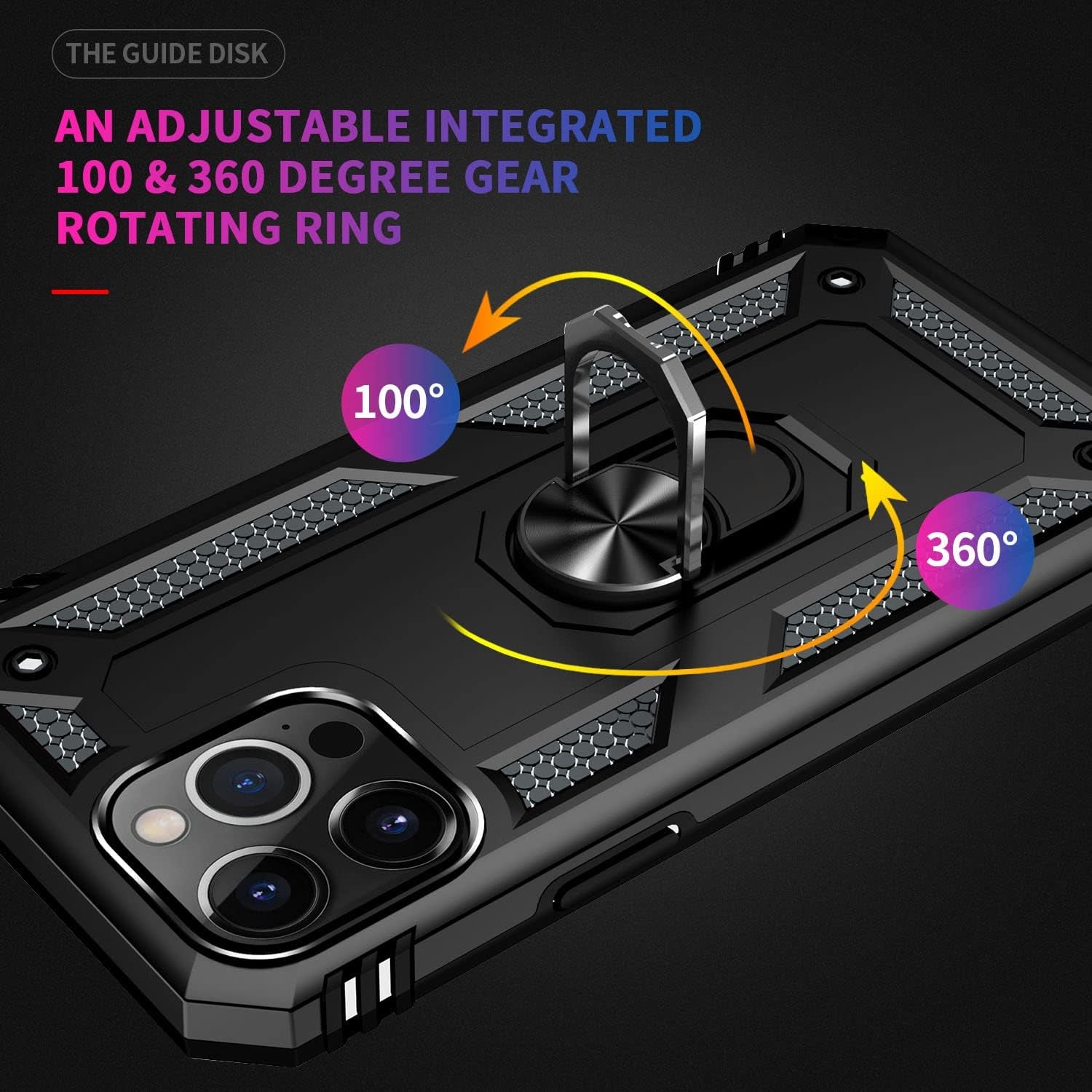 ADDIT Military Grade Iphone 12 Pro Max Case - 6.7" Slim Fit, Heavy Duty Protection, Rotatable Magnetic Kickstand, TPU & Polycarbonate, Black  ADDIT   