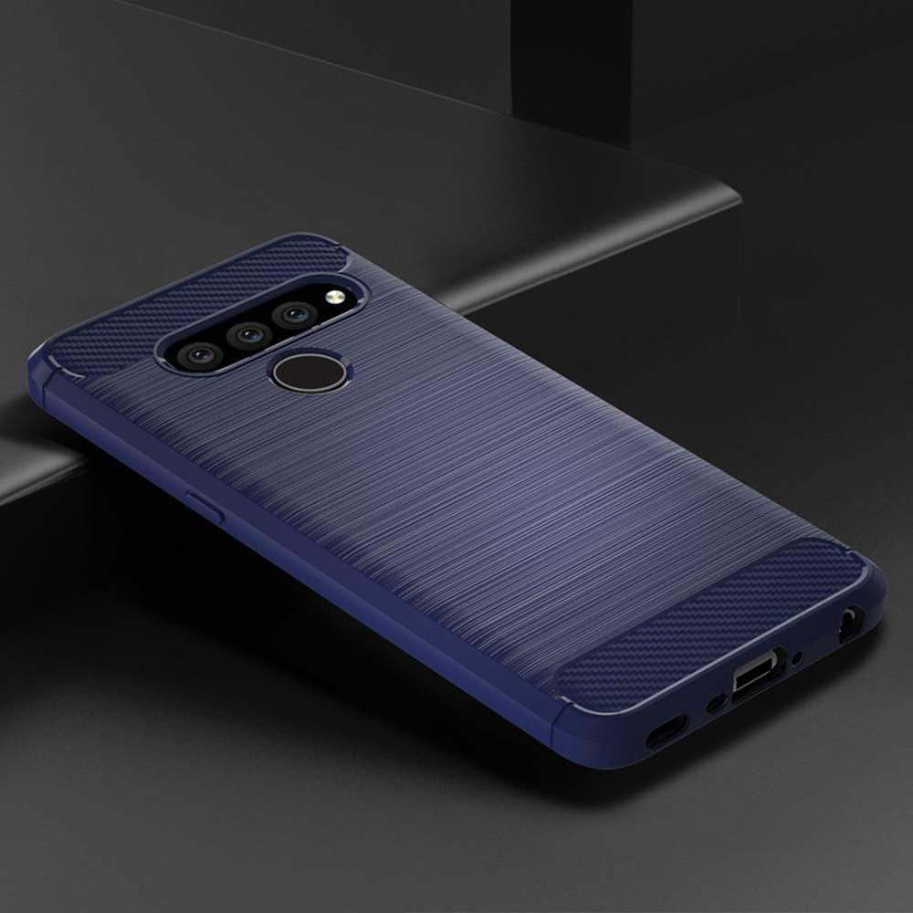 Phone Case for LG V40 Thinq with Tempered Glass Screen Protector Cover and Slim Rugged Soft TPU Rubber Silicone Cell Accessories LGV40 Storm V 40 Thin Q V40Thinq LG40 40V 40Thinq Women Men Girls Blue  Asuwish   
