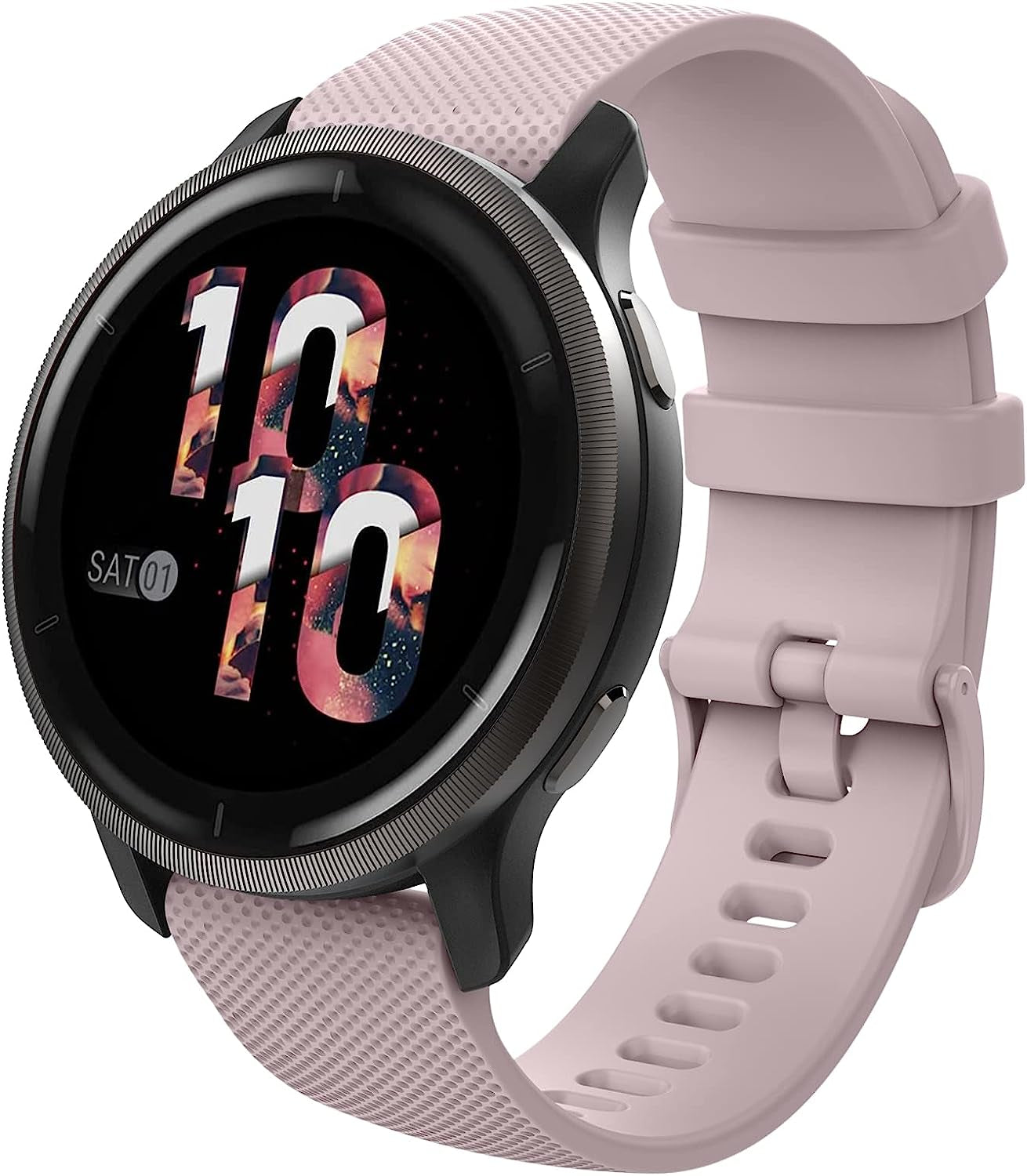 Moko Watch Band Compatible with Garmin Forerunner 255S/255S Music/Vivoactive 4S/Venu 2S/Vivomove 3S Smartwatch, 18MM Soft Silicone Adjustable Replacement Strap  MoKo Rose Pink  