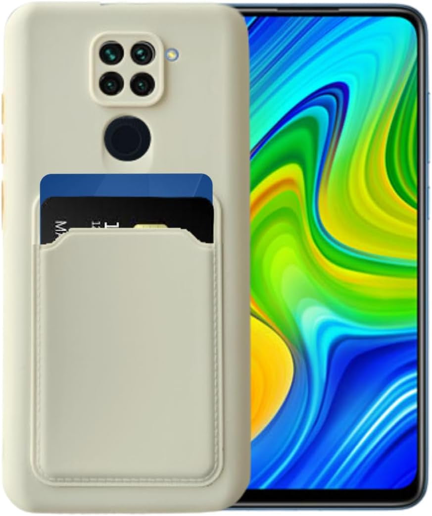 Casecious Compatible with Xiaomi Redmi Note 9 Silicone TPU Slim Card Wallet Holder Phone Back Case Cover (Purple)  Casecious Beige  