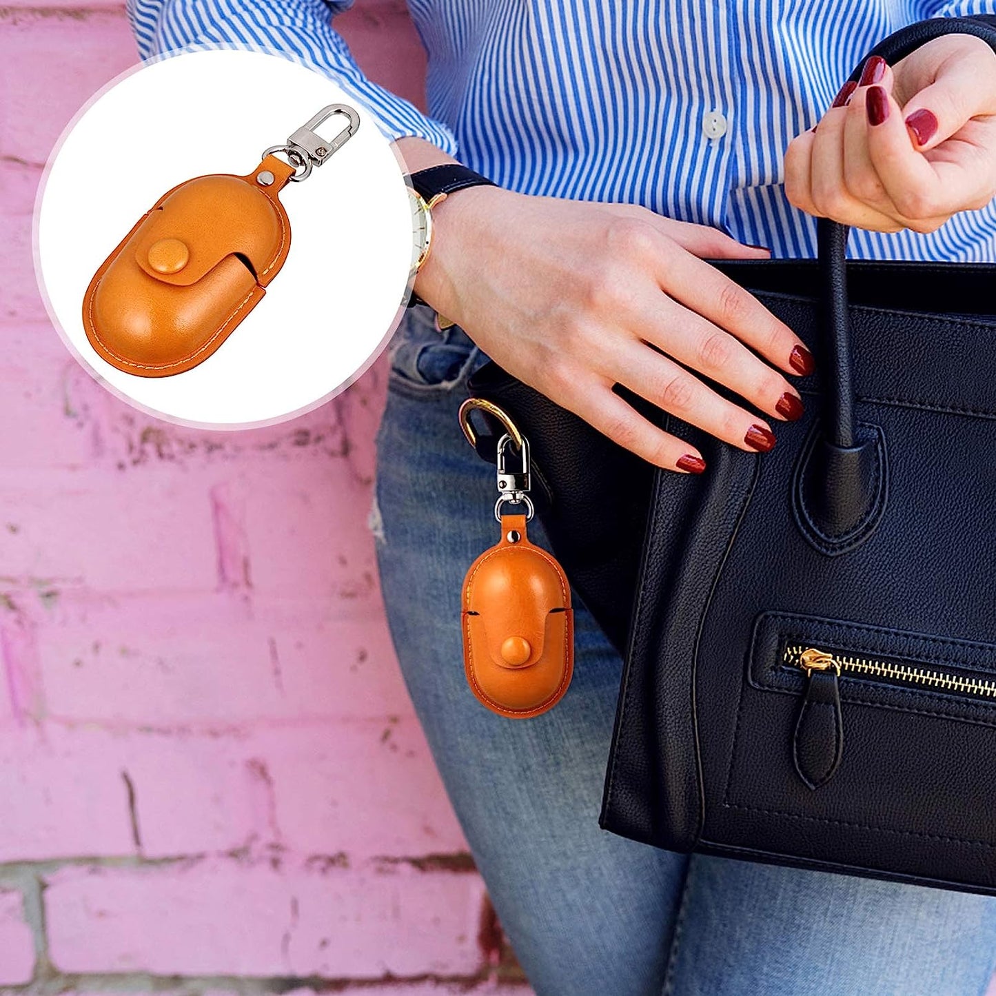 Hemobllo Wireless Earbuds Case Leather Headset Box Cover Shockproof Protective Case Compatible for Galaxy Buds Brown  Hemobllo   