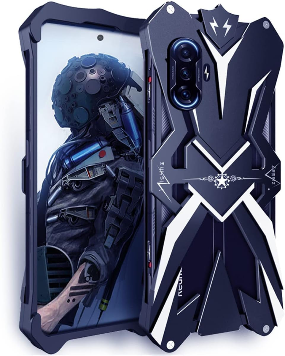 DAYJOY Cool Design Aluminum Case Compatible with Xiaomi 11 Ultra,Rock Punk Style Arm Shield Premium Aerospace Aluminum Metal Shockproof Bumper Frame Cover Case  DAYJOY Redmi K40 Gaming  