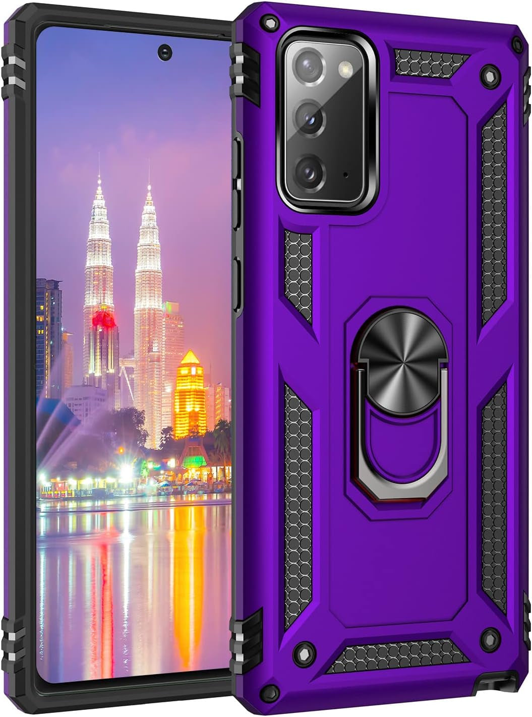 Meifei Galaxy Note 20 Case, Samsung Galaxy Note 20 Case, Military Grade 360 Degree Rotating Metal Ring Holder Kickstand Protective Phone Cover Case for Samsung Galaxy Note 20 5G, Green  Meifei Purple  