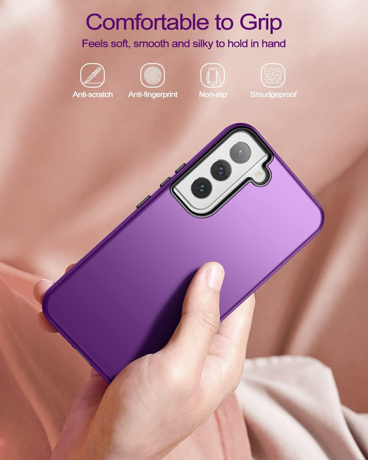 Welovecase for Samsung Galaxy S22 5G Case, Cover 3 in 1 Full Body Heavy Duty Protection Hybrid Shockproof TPU Bumper Three Layer Protective Case for Samsung Galaxy S22 6.1 Inch Purple  WeLoveCase   