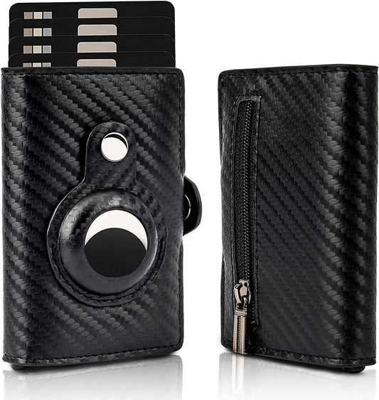 HAMOPY Airtag Wallet, Leather Credit Card Holder with Airtag Slot, Slim Smart Wallet for Men with Coin Pocket, Mens Pop up Wallet Pocket Wallet with Rfid Blocking Tech, Black  HAMOPY   