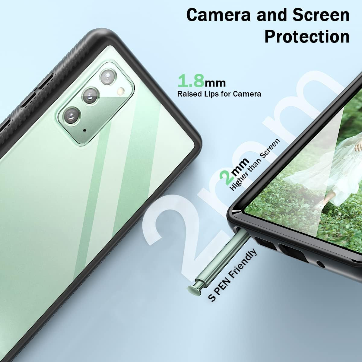 Note 20 Case, Samsung Galaxy Note 20 Case,Fingic Built in Screen Protector Full Body Protection Hard Shell Soft TPU Bumper Shockproof Rugged Protective Cover for Samsung Galaxy Note 20 5G 2020 (Clear)  Fingic   