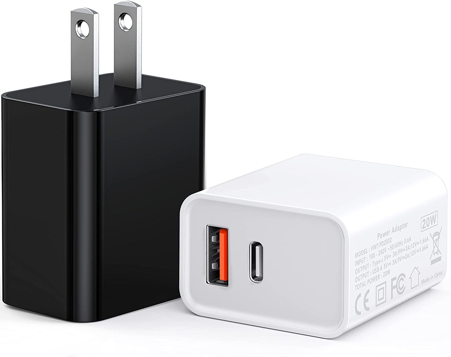 [3 Pack] USB-C Wall Charger, 20W Durable Dual Port QC+PD 3.0 Power Adapter, Double Fast Plug Charging Block for Iphone 14/14 Pro/14 Pro Max/14 Plus/13/12/11, XS/XR/X, Watch Series 8/7 Cube(White)  CSODINCE 2PACK Mix  