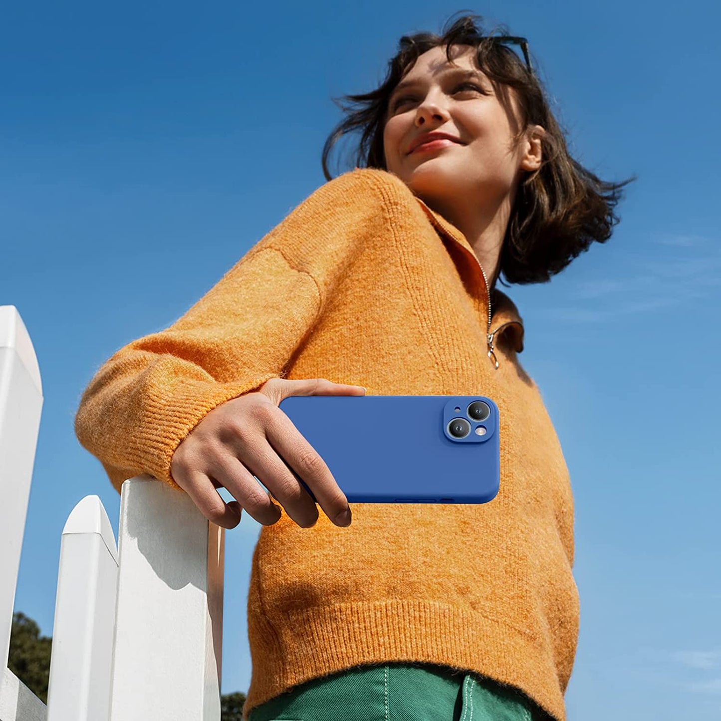 Miracase Designed for Iphone 14 Case with Screen Protector,[Upgraded Enhanced Camera Protection],Shockproof Liquid Silicone Case with Microfiber Lining, 6.1 Inch,Azure Blue  Miracase   