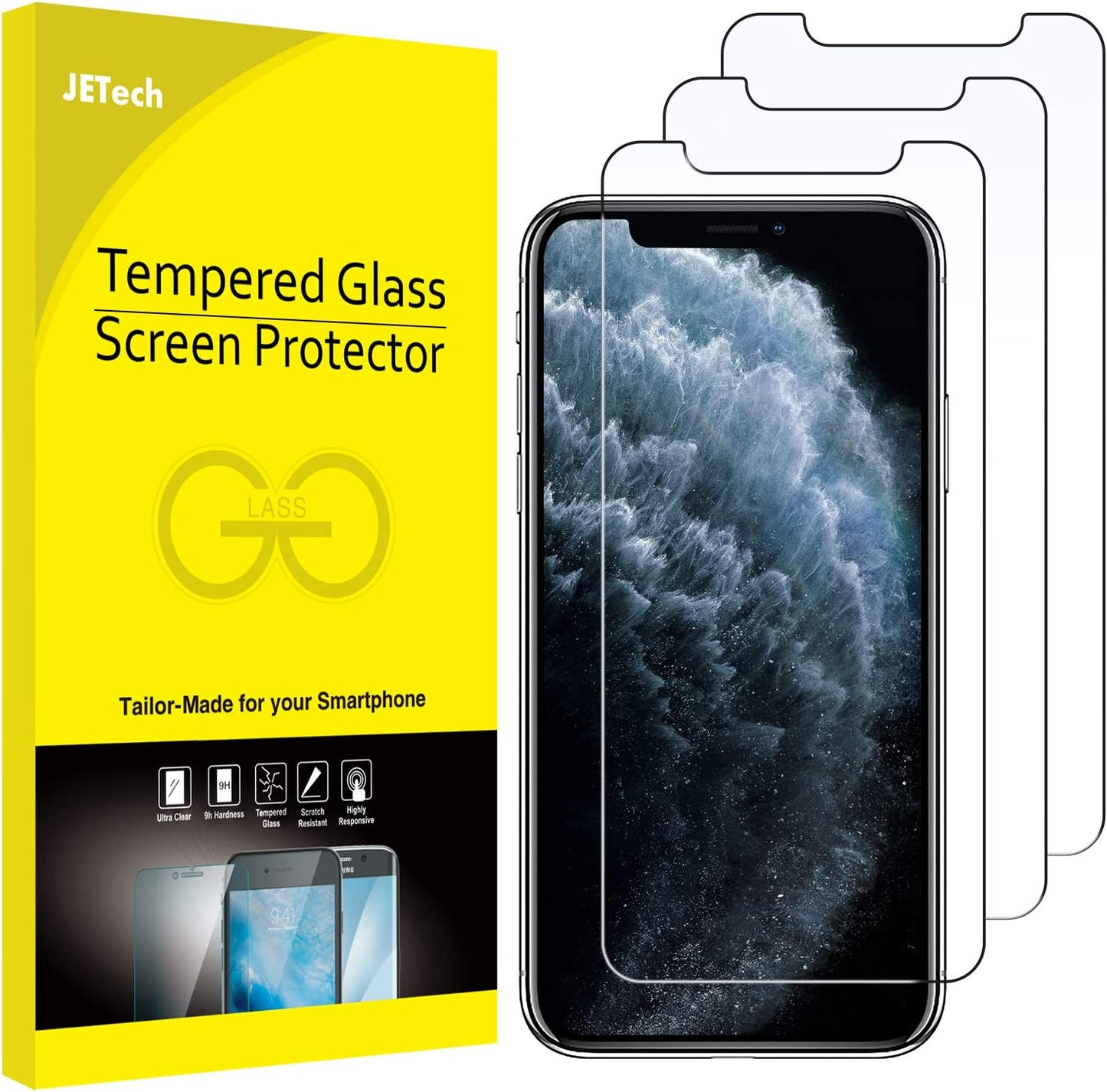 Jetech Screen Protector for Iphone 11 Pro Max and Iphone Xs Max 6.5-Inch, Tempered Glass Film, 2-Pack  JETech 3-Pack  